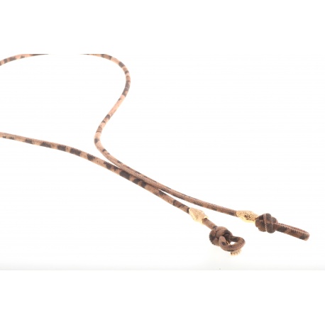 <p><span>Want to stroll stylish during summer without fear of losing your sunglasses? These sunglass cords are perfect to match every outfit! A very practical cord for any type of glasses. A leather cord in animal print with  18K gold plated snake heads. The cord has a length of 88 cm and is suitable for everyone.</span></p>
<p><span>More colors for choice. Please ask!</span></p>